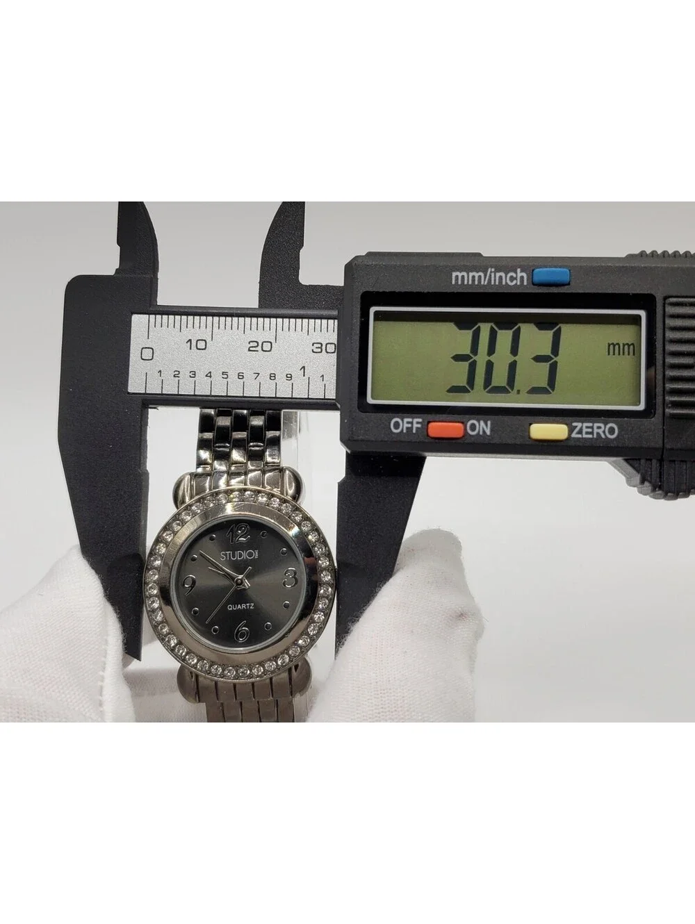 Studio Black Rhinestone Bezel Womens Watch 30mm New Battery